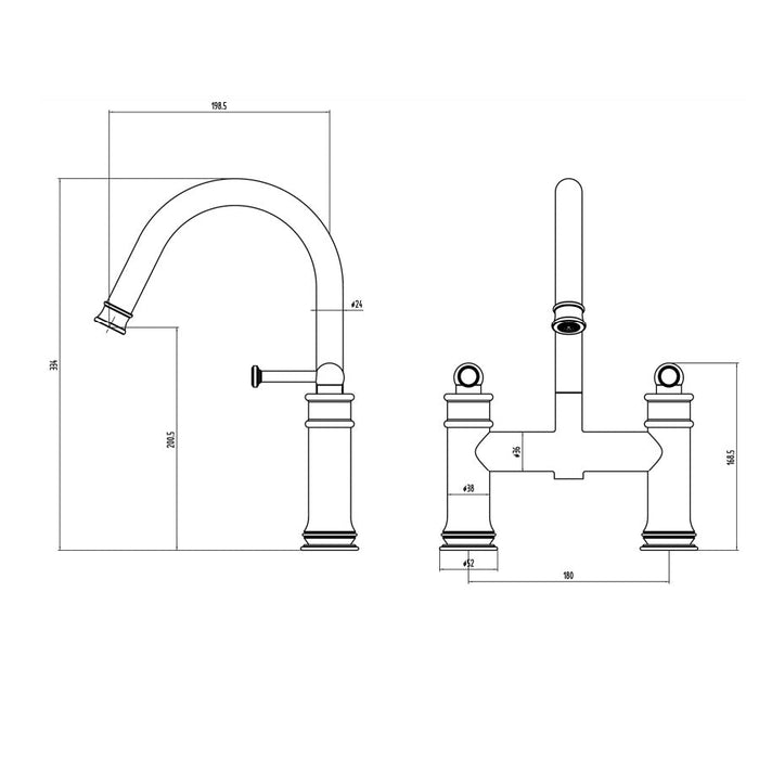 Eastbrook Newlyn Deck Mounted Bath Filler Tap - Chrome