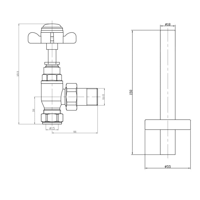 Eastbrook Pair Of Traditional Radiator Valves And Tails