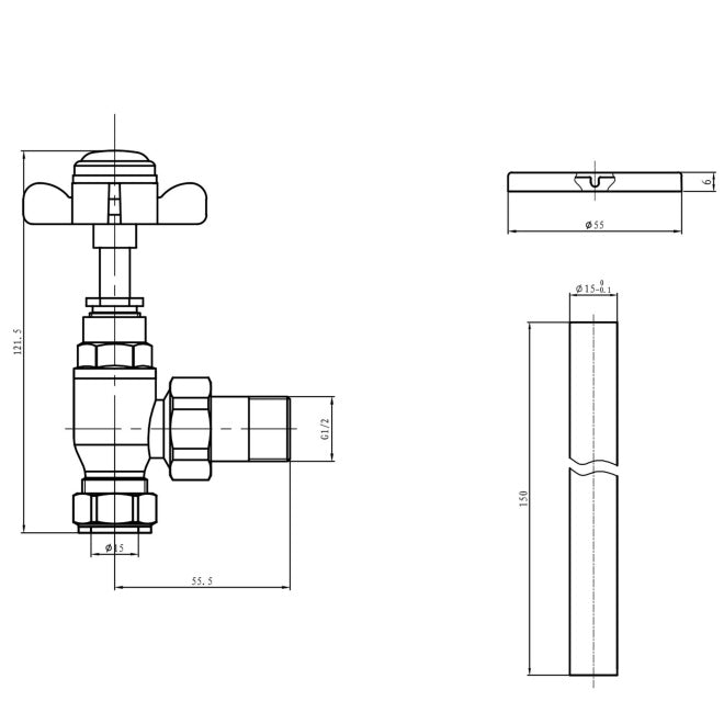 Eastbrook Pair Of Traditional Radiator Valves And Tails