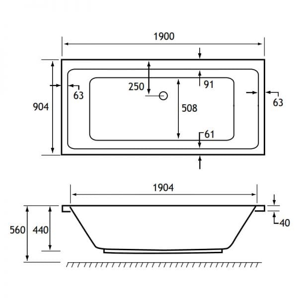 Eastbrook Portland Beauforte Double Ended Bath - No TH