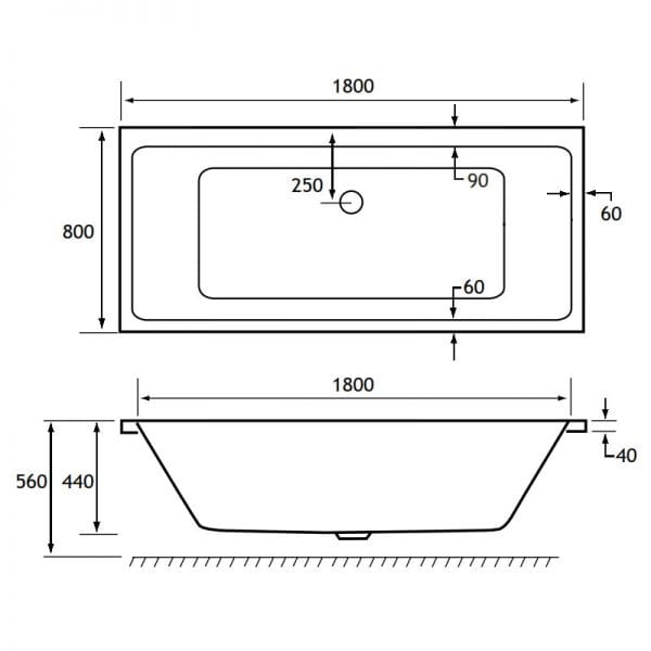 Eastbrook Portland Beauforte Double Ended Bath - No TH