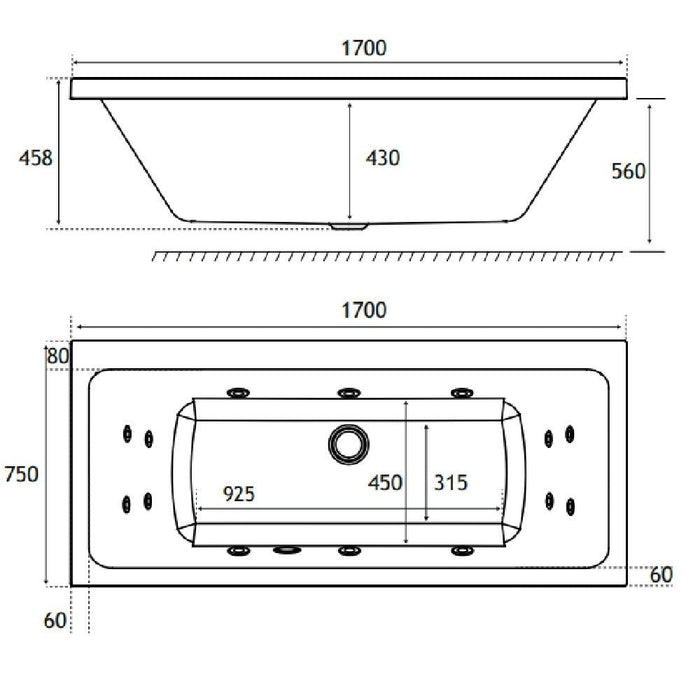 Eastbrook Portland Beauforte Double Ended Whirlpool Bath