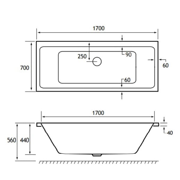 Eastbrook Portland Double Ended Bath - No TH - White