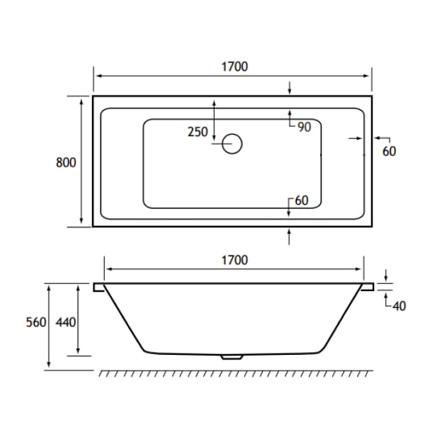 Eastbrook Portland Double Ended Bath - No TH - White