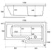 Eastbrook Portland L-Shaped Shower Bath - White - L-Shaped