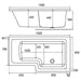 Eastbrook Portland L-Shaped Shower Bath - White - L-Shaped