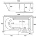 Eastbrook Portland P-Shaped Shower Bath - White - P-Shaped