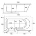 Eastbrook Portland P-Shaped Shower Bath - White - P-Shaped