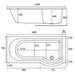 Eastbrook Portland P-Shaped Shower Bath - White - P-Shaped