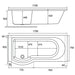 Eastbrook Portland P-Shaped Shower Bath - White - P-Shaped