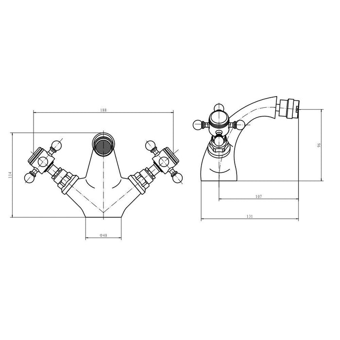 Eastbrook Portobello Mono Bidet Mixer Tap With Pop Up Waste