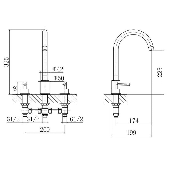 Eastbrook Prado 3 Hole Deck Mounted Bath Filler Tap
