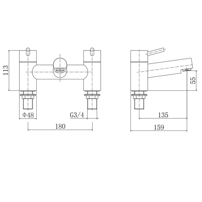 Eastbrook Prado 500 Bath Filler Tap - Chrome - Bath Filler