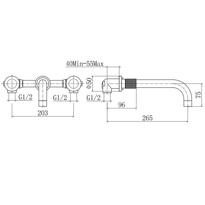 Eastbrook Prado Cylinder 3 Hole Wall Mounted Bath Filler