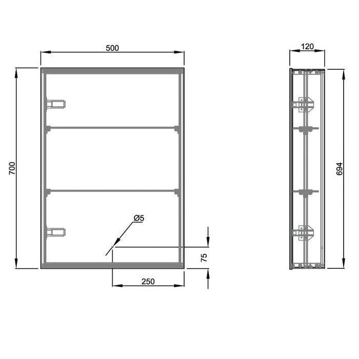 Eastbrook Ravini 1 Door Non Illuminated Mirror Cabinet