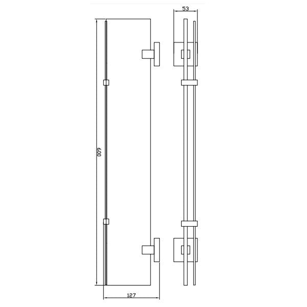 Eastbrook Rimini Glass Shelf With Barrier - 600mm Long