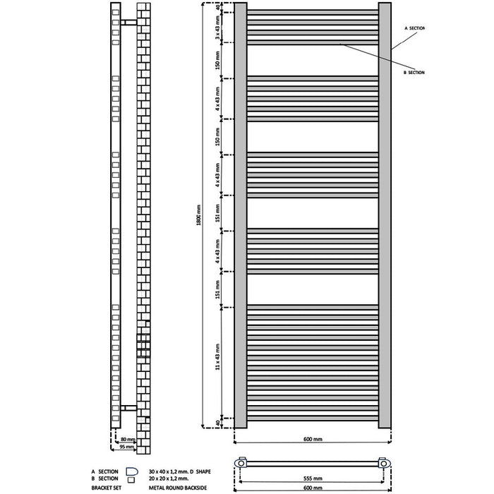 Eastbrook Rion Straight Heated Towel Rail Gloss White