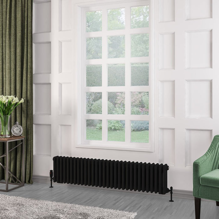 Eastbrook Rivassa 3 Column Radiator Matt Black - Column