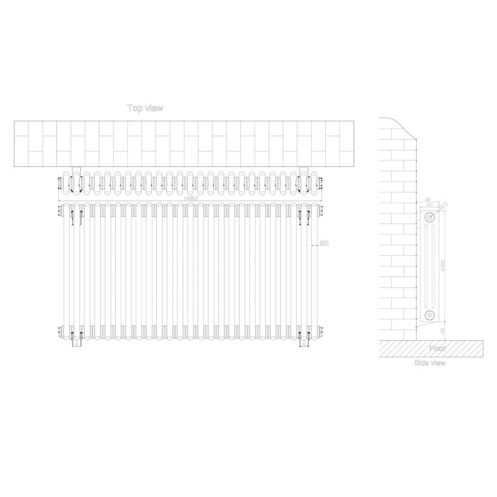 Eastbrook Rivassa Horizontal 3 Column Radiator - 300mm x