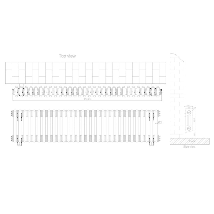 Eastbrook Rivassa Horizontal 3 Column Radiator - 300mm x