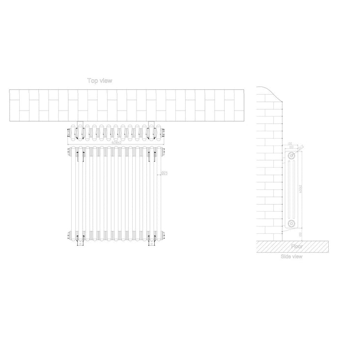 Eastbrook Rivassa Horizontal 3 Column Radiator - 300mm x