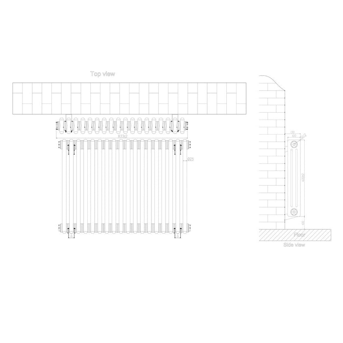 Eastbrook Rivassa Horizontal 3 Column Radiator - 300mm x