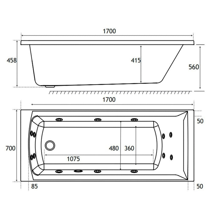 Eastbrook Rockall Beauforte Single Ended Whirlpool Bath