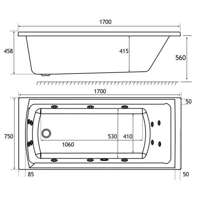Eastbrook Rockall Beauforte Single Ended Whirlpool Bath