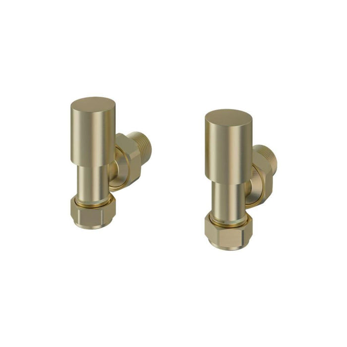 Eastbrook Round Angled Radiator Valves Pair - Brushed Brass