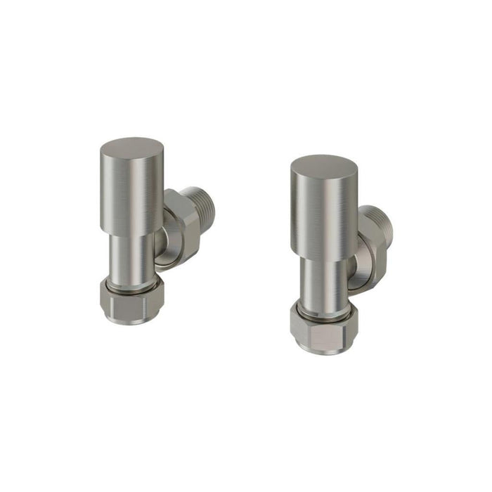 Eastbrook Round Angled Radiator Valves Pair - Brushed