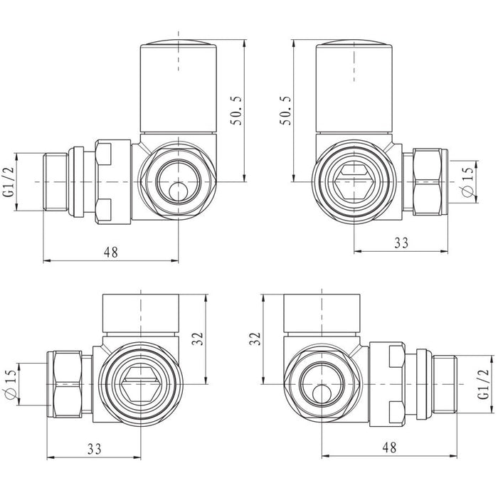 Eastbrook Round Corner Radiator Valves Pair - Heating