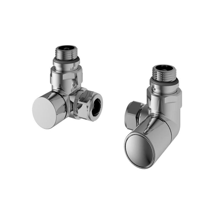 Eastbrook Round Corner Radiator Valves Pair - Chrome