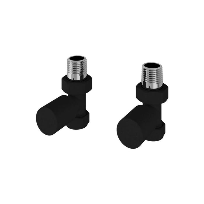 Eastbrook Round Straight Radiator Valves Pair - Matt Black