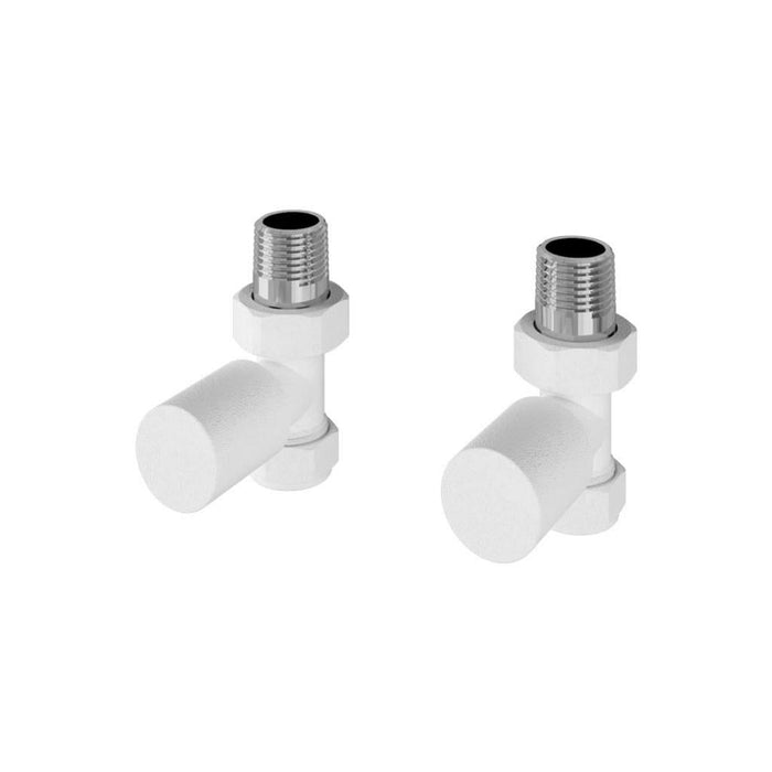 Eastbrook Round Straight Radiator Valves Pair - Matt White