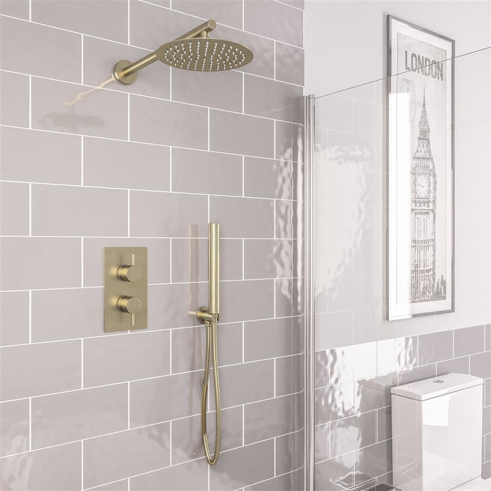 Eastbrook Round Thermostatic Concealed Shower Kit - Brushed