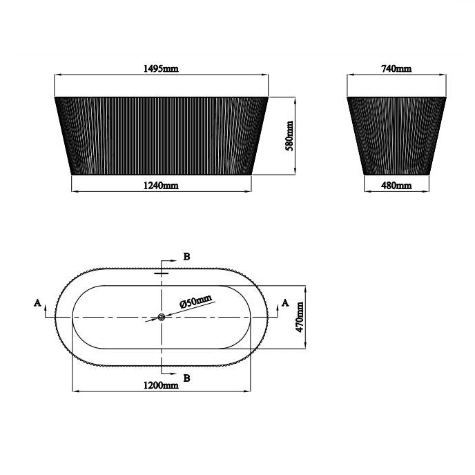 Eastbrook Sandford Freestanding Bath With Waste - White