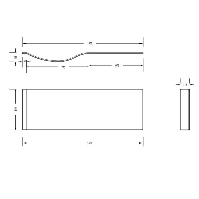 Eastbrook Shannon Beauforte P Shaped Bath Front Panel Long