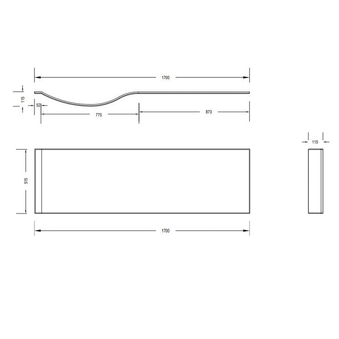 Eastbrook Shannon Beauforte P Shaped Bath Front Panel Long