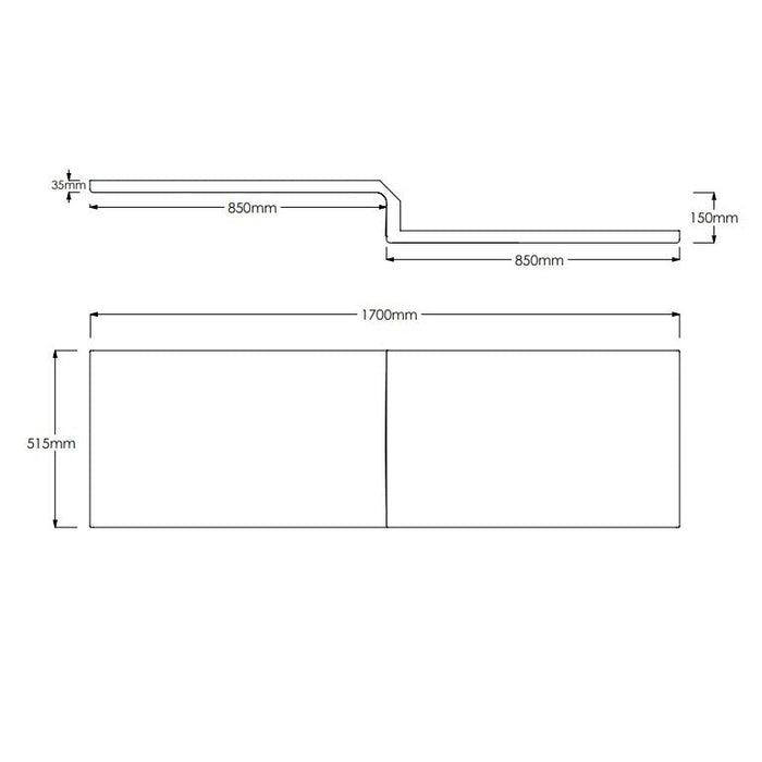 Eastbrook Shannon L Shaped Bath Front Panel Long - White