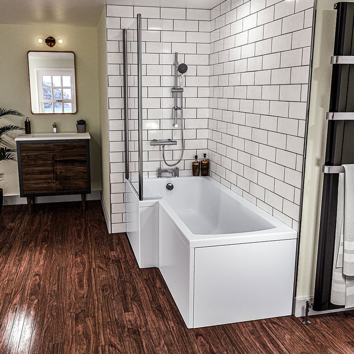 Eastbrook Shannon L Shaped Shower Bath - No TH - White