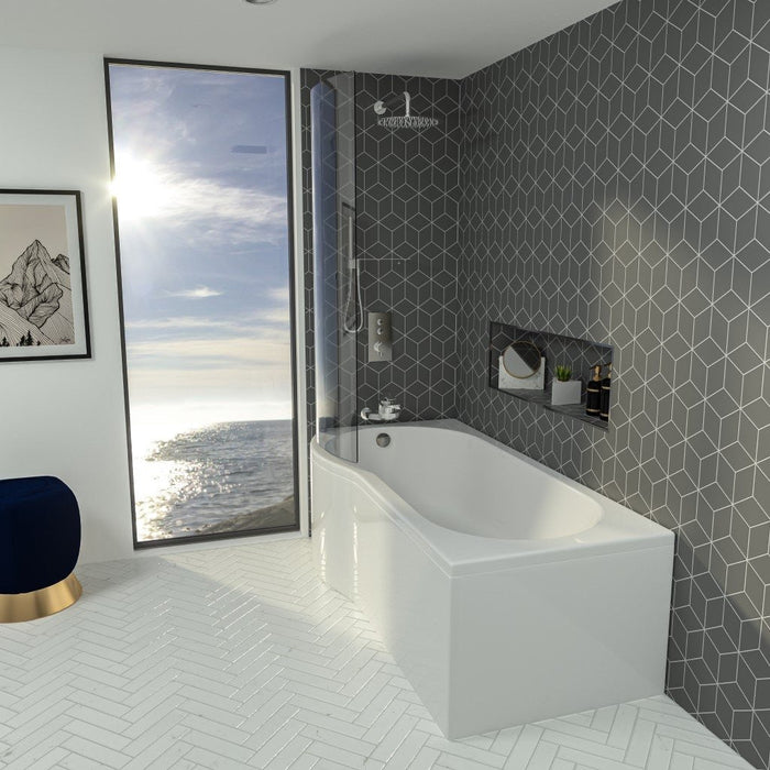 Eastbrook Shannon P Shaped Shower Bath - No TH - White