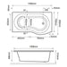 Eastbrook Shannon P Shaped Shower Bath - No TH - White
