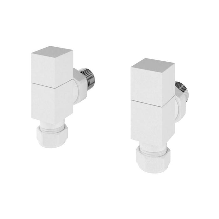 Eastbrook Square Angled Radiator Valves Pair - Matt White