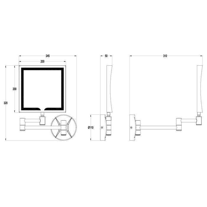 Eastbrook Square LED Magnifying Mirror - 320mm x 245mm
