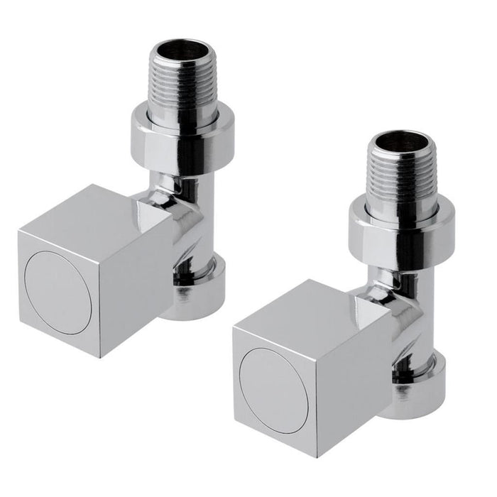Eastbrook Square Straight Radiator Valve Pair - Chrome