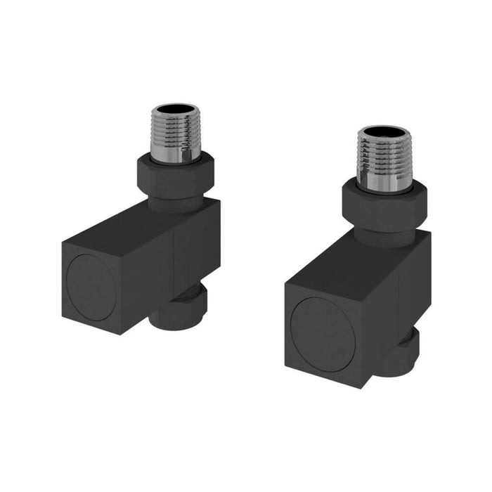 Eastbrook Square Straight Radiator Valves Pair - Matt