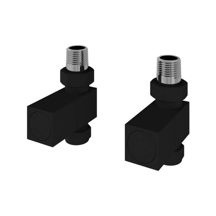 Eastbrook Square Straight Radiator Valves Pair - Matt Black