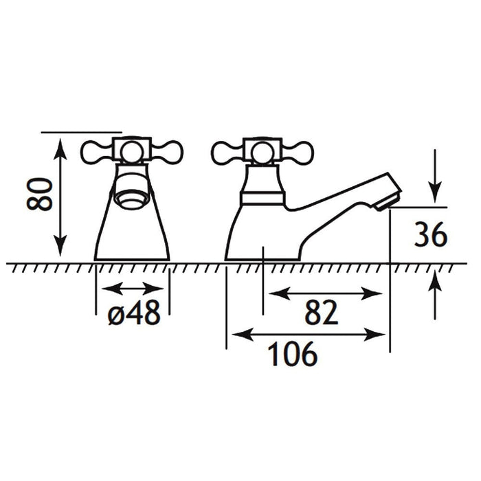 Eastbrook Stenhouse Bath Pillar Taps - Chrome - Bath Pillar