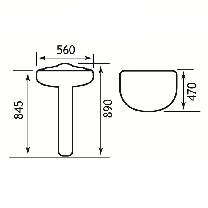 Eastbrook Tamarind Basin With Full Pedestal - 560mm Wide
