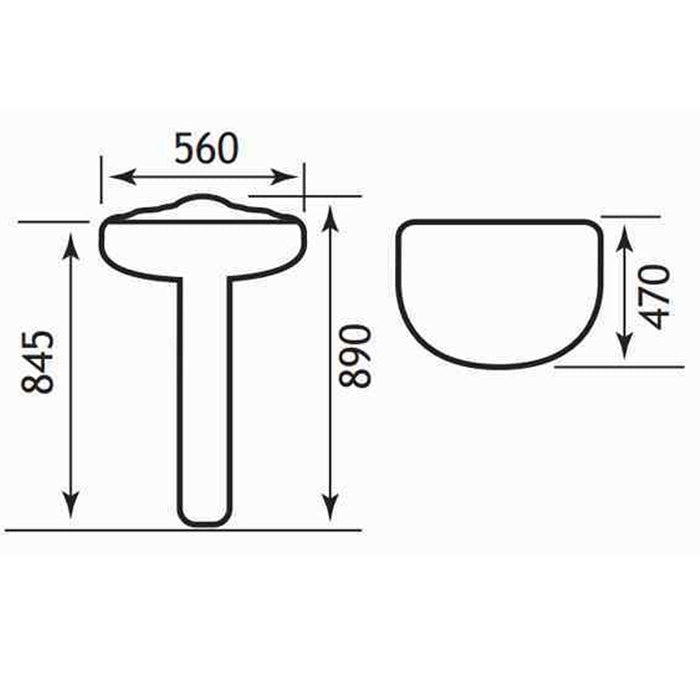 Eastbrook Tamarind Wall Hung Basin - 560mm Wide - White